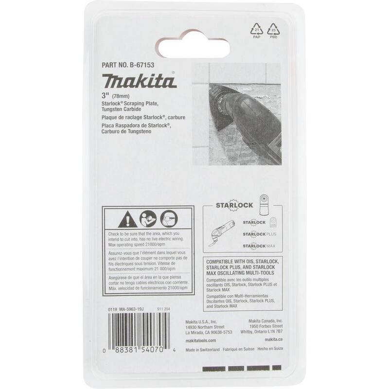Placa rascadora de carburo de tungsteno Starlock de 3 pulgadas - B-67153 de Makita