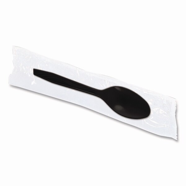 Berkley Square Dispens-a Spoon, Individually Wrapped, Mediumweight Spoon, Plastic, Black, 100PK - BEP90206