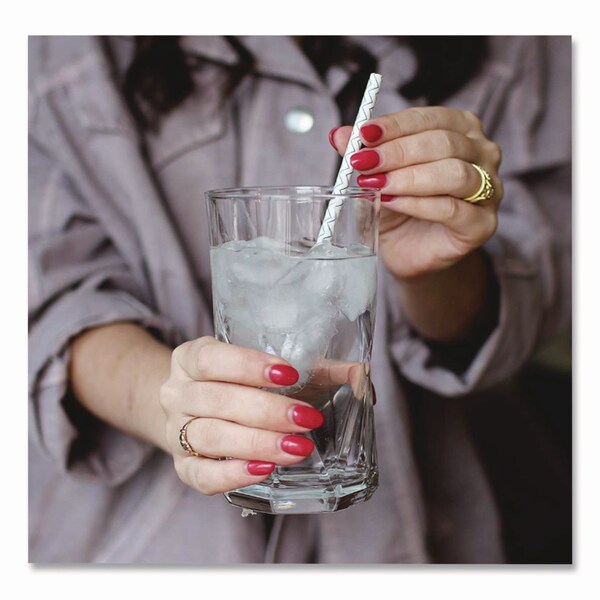 Lunchskins Blue Chevron Paper Straws, 7.89in, 50PK - 860000894432