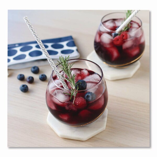 Lunchskins Blue Chevron Paper Straws, 7.89in, 50PK - 860000894432