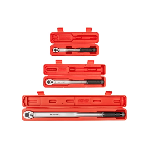 Tekton 1/4, 3/8, 1/2 Inch Drive Micrometer Torque Wrench Set (3-Piece) - TRQ99901