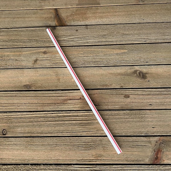 Boardwalk Jumbo Straws, 7.75 in., Polypropylene, Red/White Striped, 12500PK - BWKJSTUW775RW