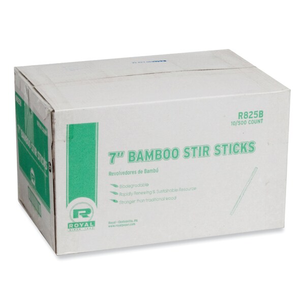 Amercareroyal Bamboo Stir Sticks, 7 in. Natural, 5000PK - R825B