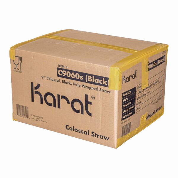 Karat Boba Straws, 9 in., Black, 1600PK - C9060S BLACK