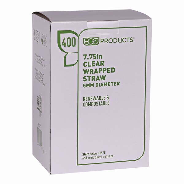 Eco-Products Clear Wrapped Straw, 7.75", PLA, PK9600 - EP-ST770