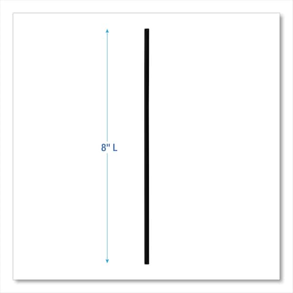 Boardwalk Cocktail Straws, 8", Polypropylene, Black, PK5000 - SLSTUBL