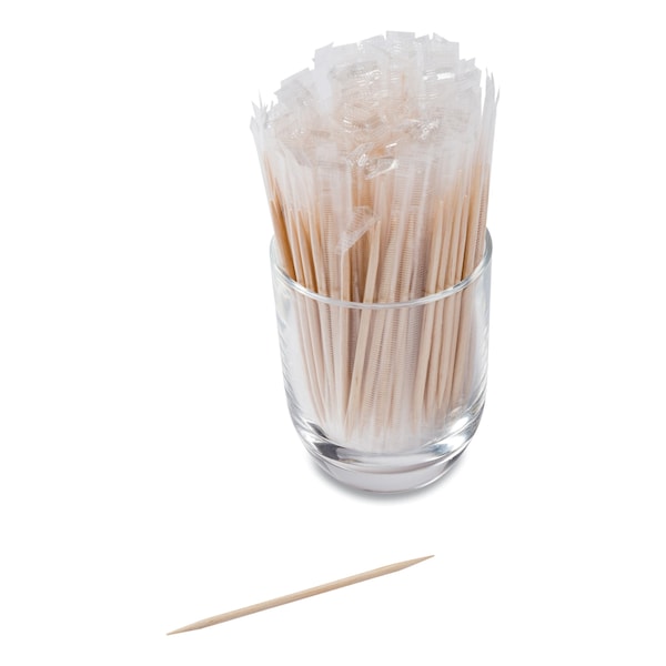Amercareroyal Cello-Wrapped Round Wood Toothpicks, 2 1/2", Natural, PK15000 - RPP RIW15