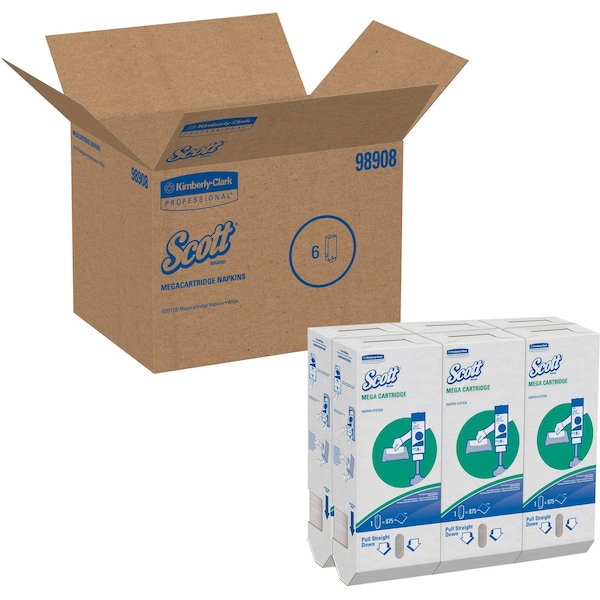Kimberly-Clark Professional Mega Cartridge Napkin Box Dispos Paper 875 Npk/Pk 6/Cs - 98908