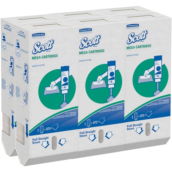 Kimberly-Clark Professional Mega Cartridge Napkin Box Dispos Paper 875 Npk/Pk 6/Cs - 98908