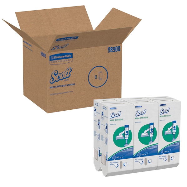 Kimberly-Clark Professional Mega Cartridge Napkin Box Dispos Paper 875 Npk/Pk 6/Cs - 98908