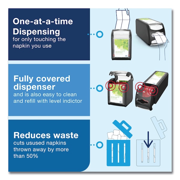 Tork Tork Xpressnap Fit Tabletop Napkin Dispenser Black N14, One-at-a-time Dispensing, 6.7 x 4.4 x 5.6 - 7232000