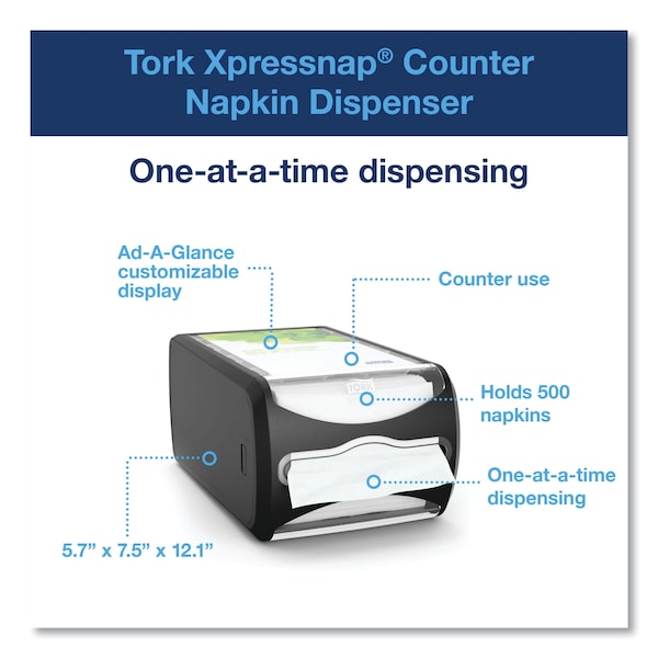 Tork Tork Xpressnap Counter Napkin Dispenser Black N4, Signature Range, 5.7 x 7.5 x 12.1 - 6432000