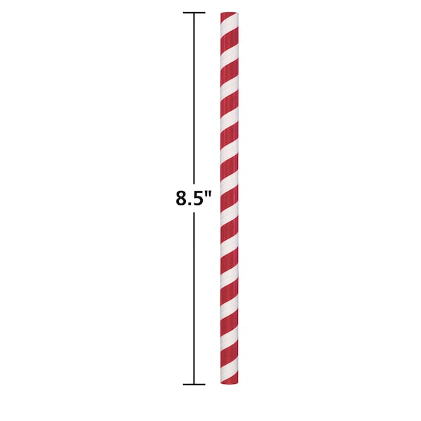 Hoffmaster 8.5" Giant Red and White Stripe Paper Straws PK 1500 PK - 600251