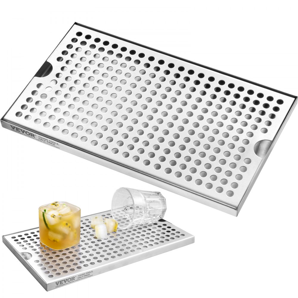 VEVOR Beer Drip Tray, 304 Stainless Steel Kegerator Drip Trays with 4 Non-Slip Rubber Pads and Detachable Cover, Heat / Cold Resistant Beer Tower Drip Pan for Bar Restaurant Coffee Shop Home - LTJZCGDSPW00FW1N4V0