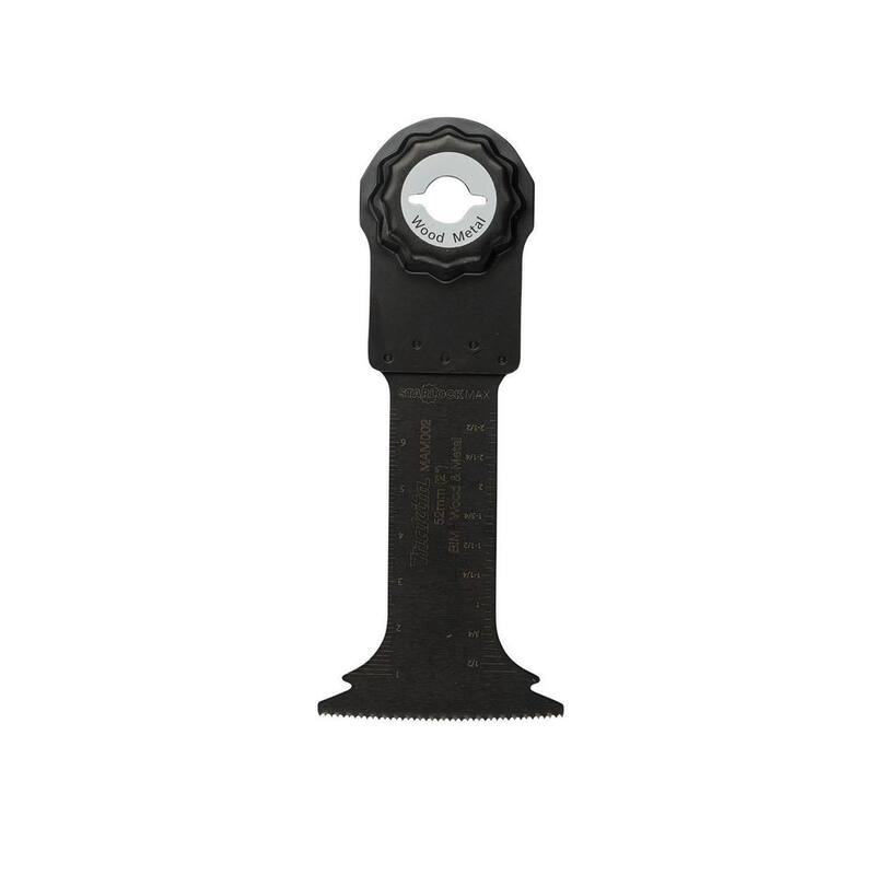 Herramienta multiusos oscilante Makita StarlockMax de 2 pulgadas con hoja curva de inmersión bi-metal para corte de madera y metal - E-08539