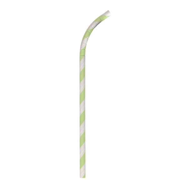 Aardvark 7.75" Wrapped Light Green Striped Eco-Flex Paper Straws PK 3200 - 61820001