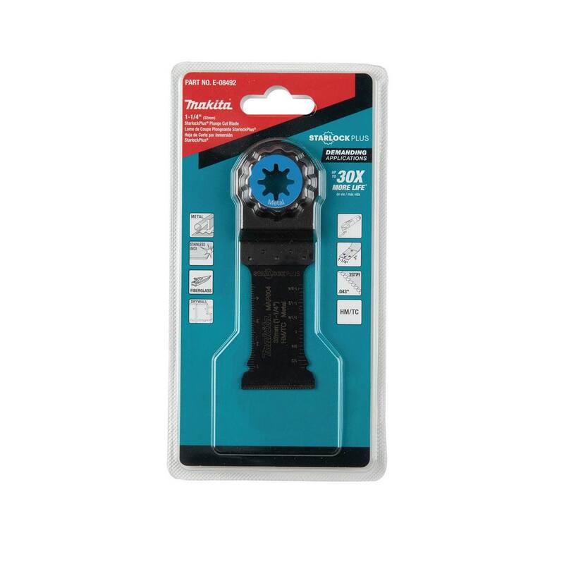 Herramienta Multifuncional Oscilante Makita StarlockPlus de 1-1/4 pulgadas de metal duro con dientes de carburo de tungsteno para corte de metales - E-08492