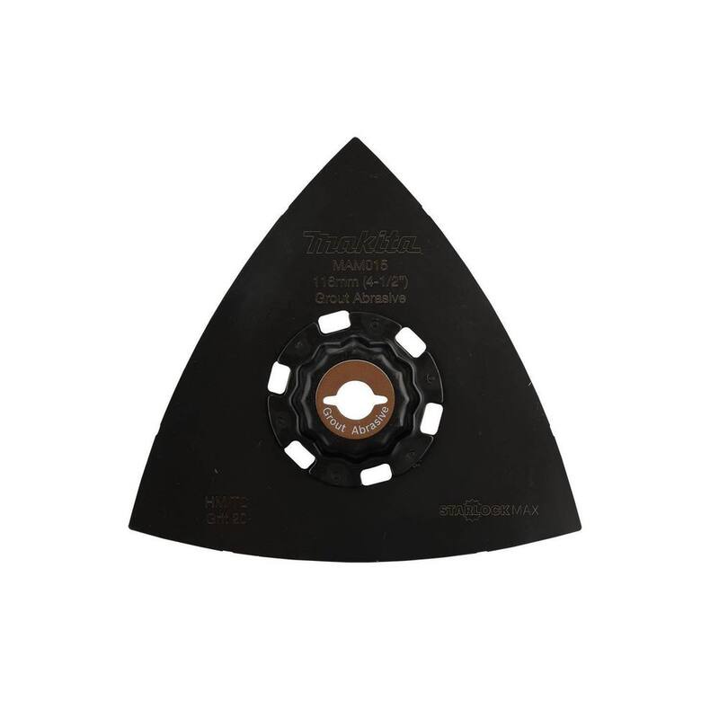 Herramienta multifuncional oscilante Makita StarlockMax de 4-1/2 pulgadas con cabezal de carburo de tungsteno de 20 granos Delta Triangle Sanding Pad - E-08632