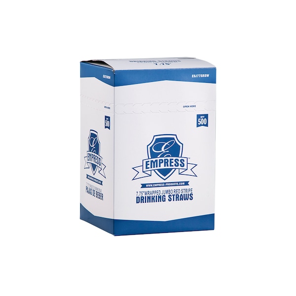 Empress Striped, Jumbo Straws, Paper Wrapped, 7.75", 12000pcs - ESJ775RSW