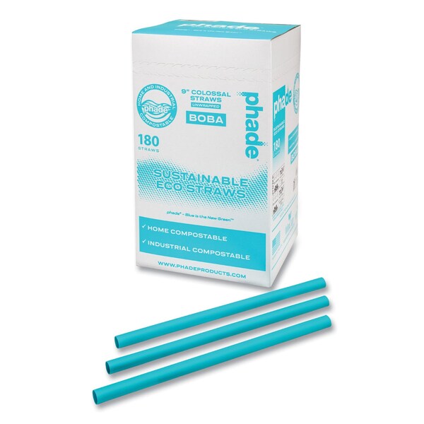 Phade Marine Biodegradable Straws, Boba Straws, 9in., Ocean Blue, 720PK - 511207