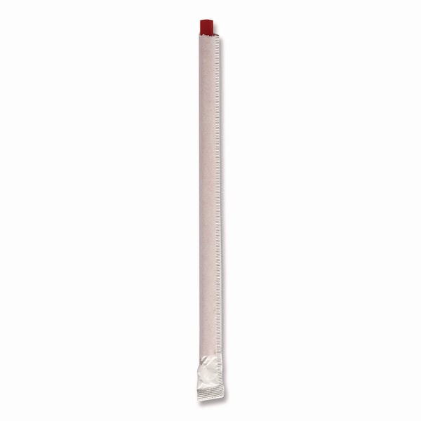 Boardwalk Wrapped Giant Straws, 7.75 in., Polypropylene, Red, 7200PK - BWKGSTW775RD