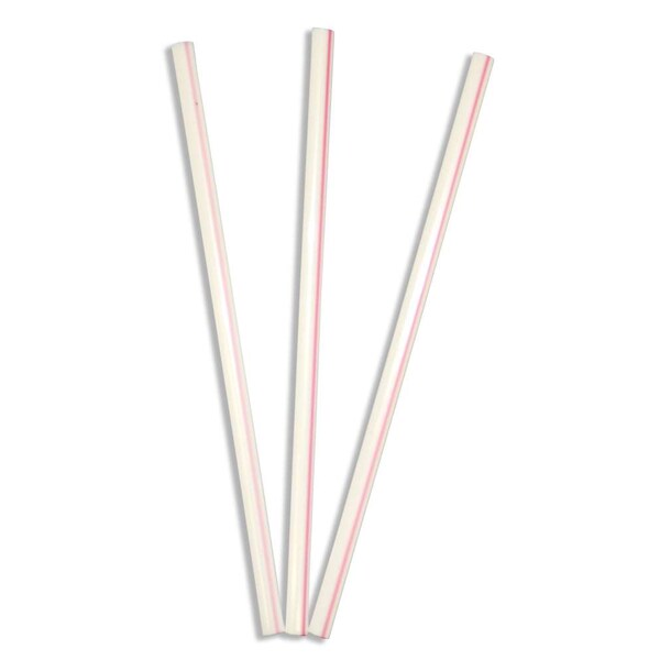 Amercareroyal Royal 5" White With Red Stripe Sip Straw, PK1000 - S1525
