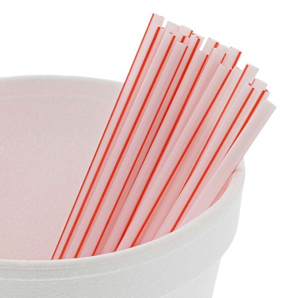 Amercareroyal Royal 5" White With Red Stripe Sip Straw, PK1000 - S1525
