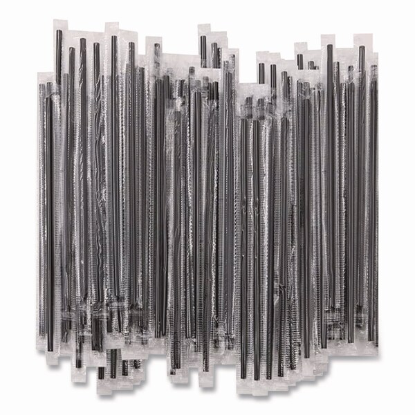 Berkley Square Wrapped Polypropylene Stirrers, 7.75in, Black, 500PK - BEP89378