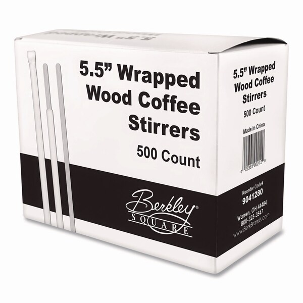 Berkley Square Wrapped Wood Stirrers, 5.5in, 500PK - BEP90211