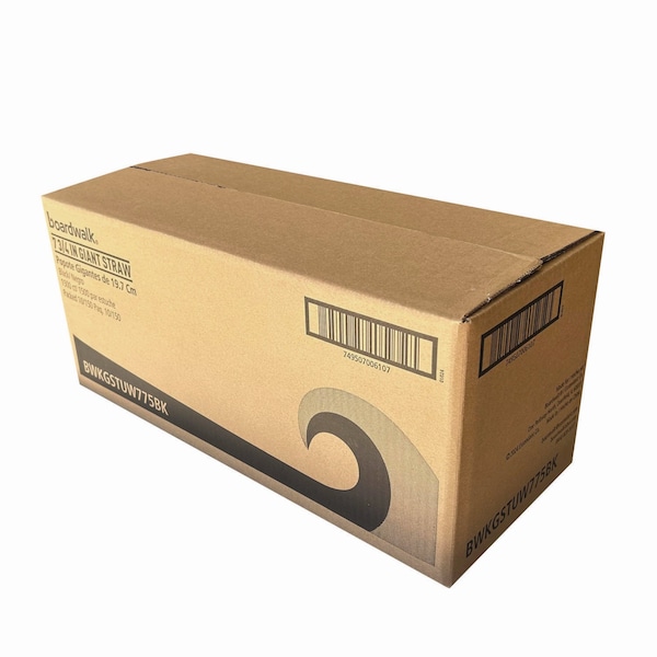 Boardwalk Giant Straws, 7.75 in., Polypropylene, Black, 1500PK - BWKGSTUW775BK