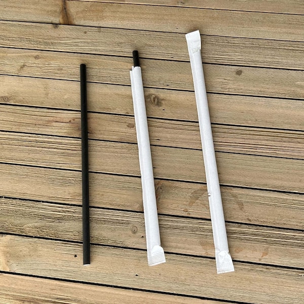 Boardwalk Wrapped Jumbo Paper Straws, 7.75 in., Paper, Black, 1280PK - BWKPPRSTRWBLIW