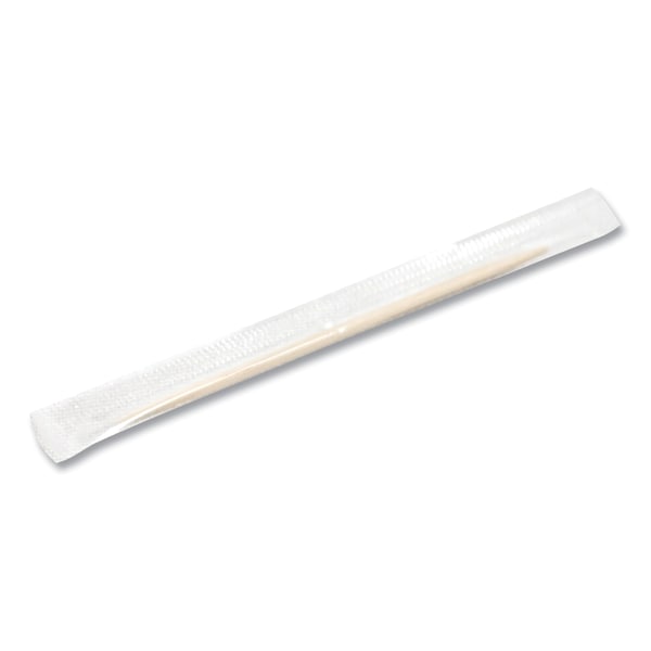 Handgards Individually Wrapped Round Wood Toothpicks, 4", Natural, 12000PK - HND14020