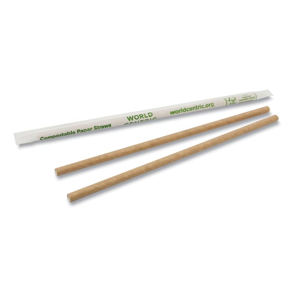 World Centric Sustainable Kraft Paper Straws, Wrapped, 8", Natural, PK6000 - STPA8WK