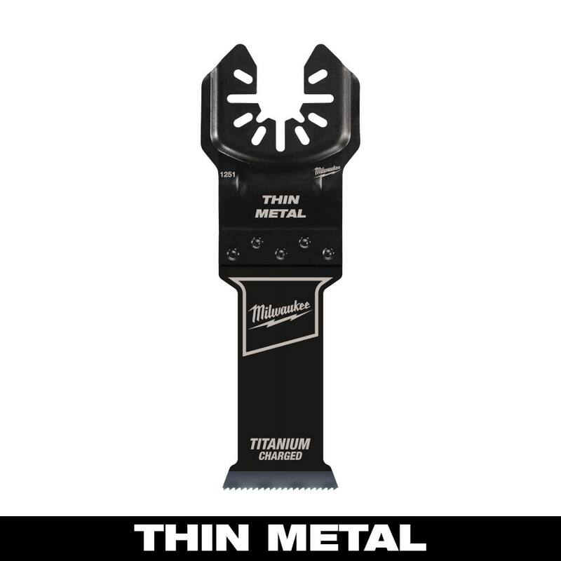Hoja oscilante para multi-herramienta de corte de madera y metal de ajuste universal de titanio bimetálica Milwaukee 1-1/8 pulgadas (1 paquete) - 49-25-1251