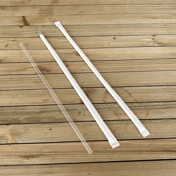 Boardwalk Wrapped Jumbo Straws, 10.25 in., Polypropylene, Clear, 2000PK - BWKJUMW1025CLR