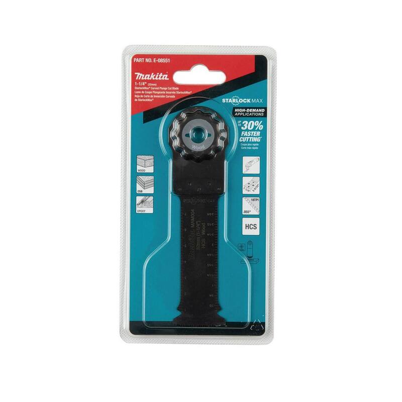 Herramienta Multiusos Oscilante Makita StarlockMax de 1-1/4 pulgadas con Hoja Curva para Corte en Madera de Acero al Carbono de Alta Calidad - E-08551