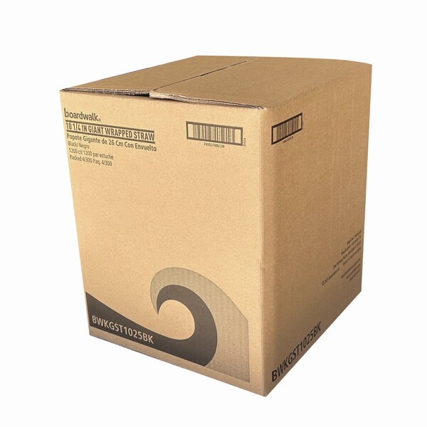 Boardwalk Wrapped Giant Straws, 10.25 in., Polypropylene, Black, 1200PK - BWKGST1025BK