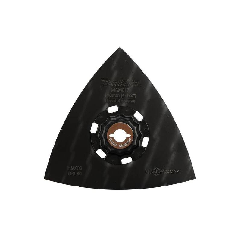 Herramienta Multifuncional Oscilante Makita StarlockMax de 4-1/2 pulgadas, Tungsteno Carburo 60 Grit Delta Triangle Sanding Pad - E-08654