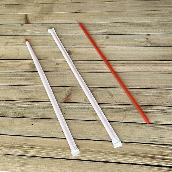 Boardwalk Wrapped Jumbo Straws, 10.25 in., Polypropylene, Red, 2000PK - BWKJSTW1025RED