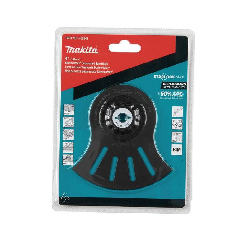 Herramienta múltiple oscilante Makita StarlockMax 4 pulgadas con hoja de sierra segmentada bimetálica - E-08545