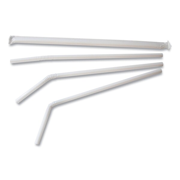 Berkley Square Individually Wrapped Straws, 7.75in, Polypropylene, White, 400PK - 1245100