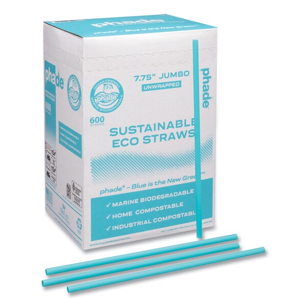 Phade Marine Biodegradable Straws, 7.75in., Ocean Blue, 6000PK - 511203