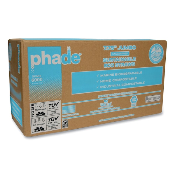 Phade Marine Biodegradable Straws, 7.75in., Ocean Blue, 6000PK - 511203