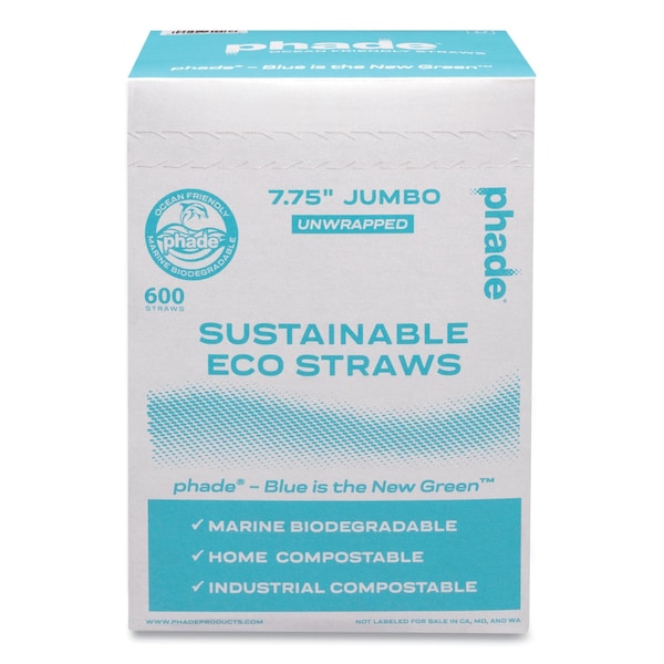 Phade Marine Biodegradable Straws, 7.75in., Ocean Blue, 6000PK - 511203