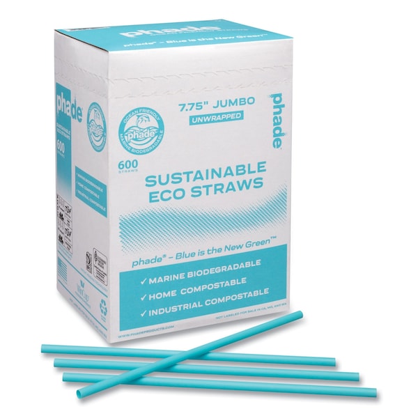 Phade Marine Biodegradable Straws, 7.75in., Ocean Blue, 6000PK - 511203
