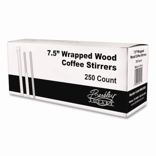 Berkley Square Wrapped Wood Stirrers, 7.5in, 250PK - BEP90213