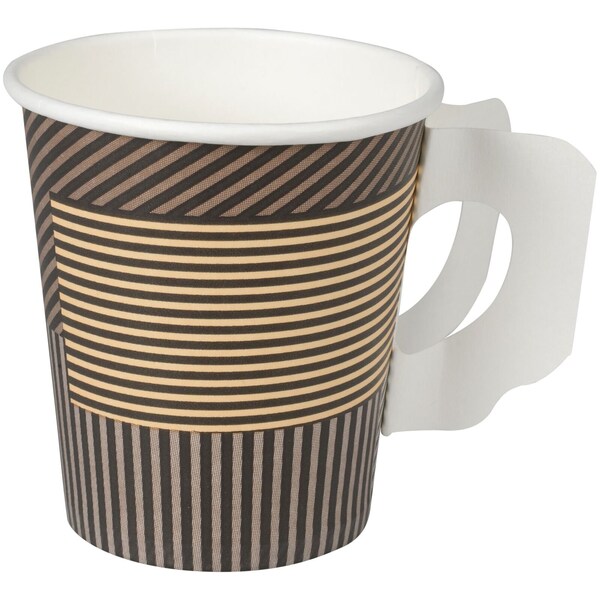 Abena Cups, Hot, Coffee Cup w/ Handle, 7.1 Gross Ounce, 3" Height, 2.8" Diameter, Brown Design, PE/Paper - 133324