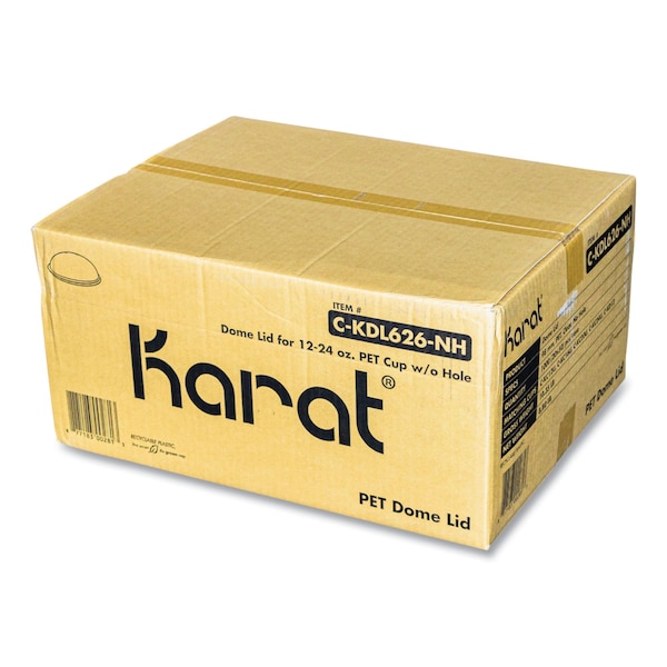 Karat PET Lids, Fits 12 oz to 24 oz Cold Cups, No Hole Dome Lid, Clear, 1000PK - C-KDL626-NH