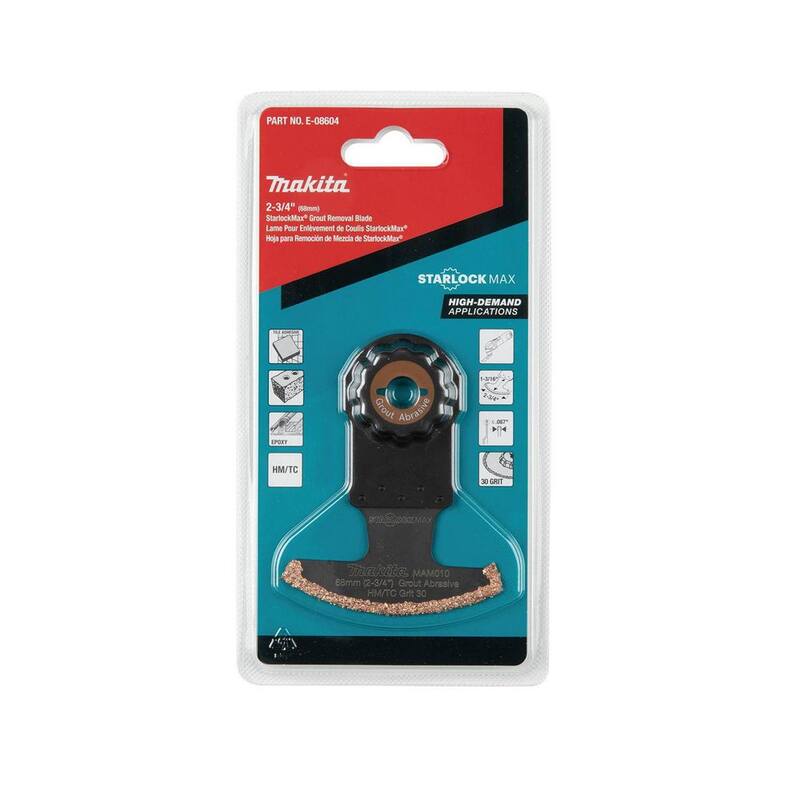 Herramienta multifunción oscilante Makita StarlockMax de 2-3/4 pulgadas de metal duro con carburo de tungsteno, grano 30, para corte de juntas y materiales abrasivos - E-08604