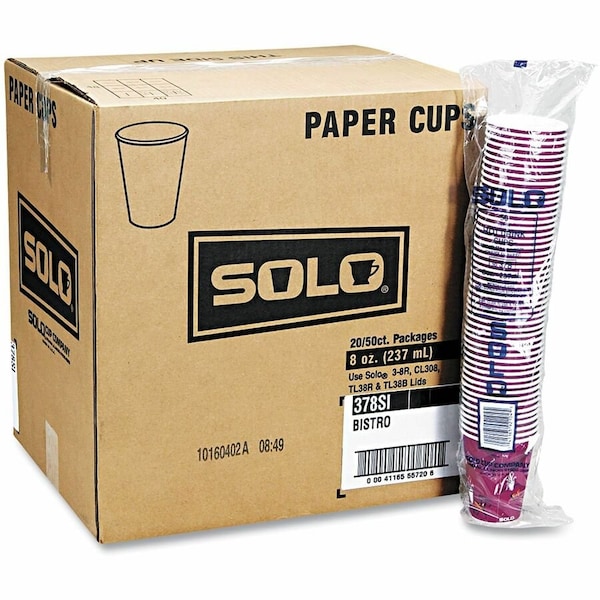 Solo Paper Hot Cups, 10 oz, Bistro Design, 1000PK - 370SI0041